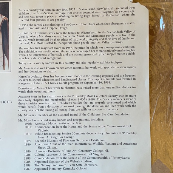 1989 P Buckley Moss signed offset lithograph “Nicole” numbered 149/1000 - Picture 7 of 9